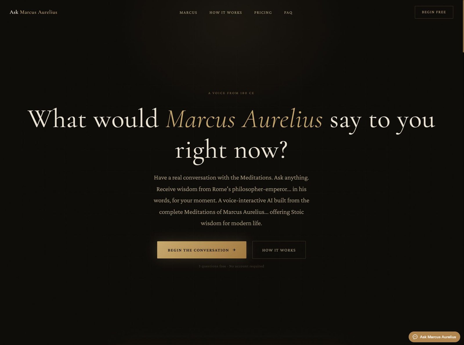 Ask Marcus Aurelius homepage