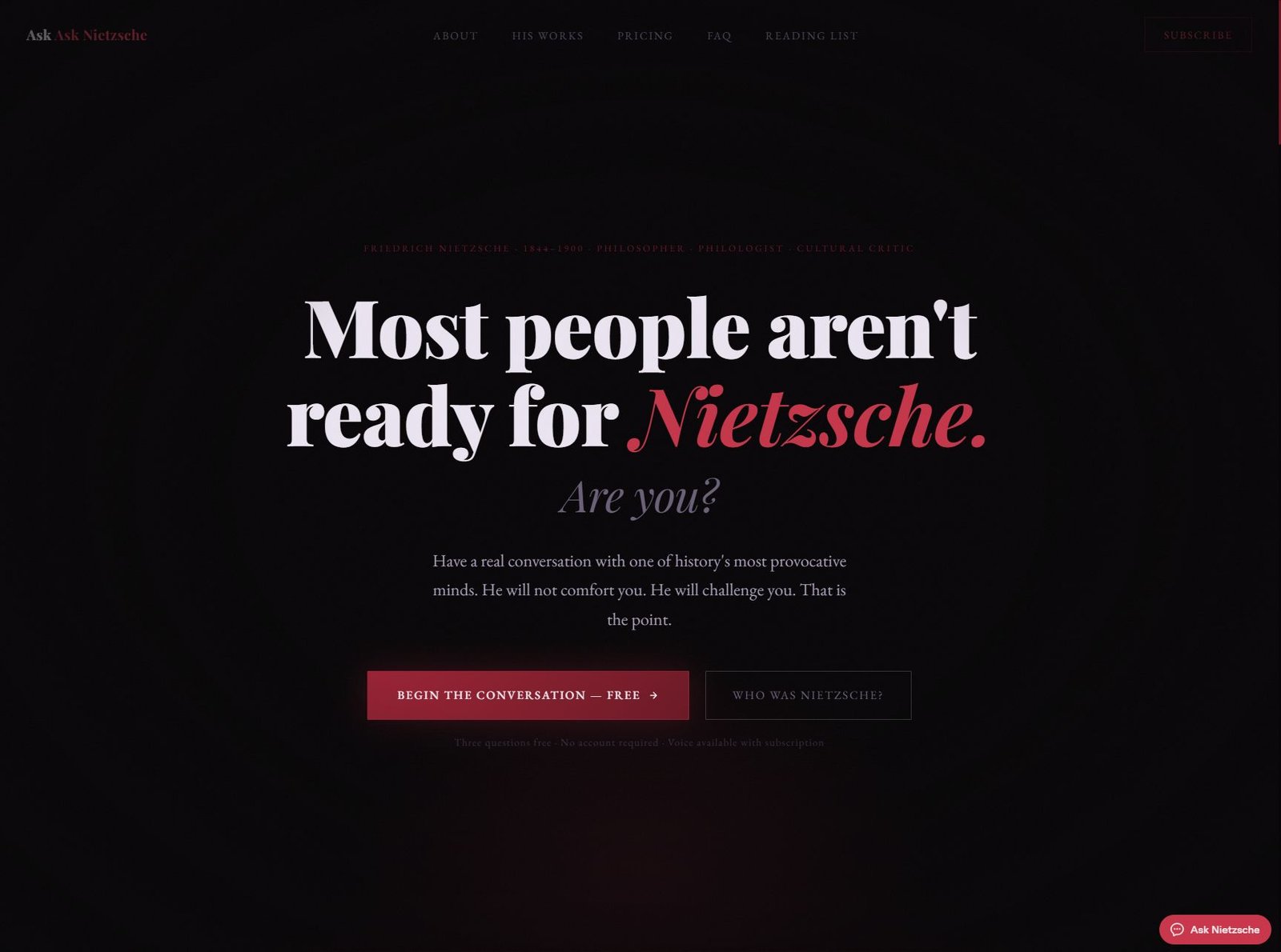 Ask Nietzsche homepage